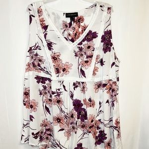 Lane Bryant Floral V Neck Tank Blouse Size 14